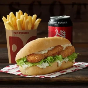 Submarine Combo - Chicken Patty with Cheese, Salad, Golden Fries, and Refreshing Pop